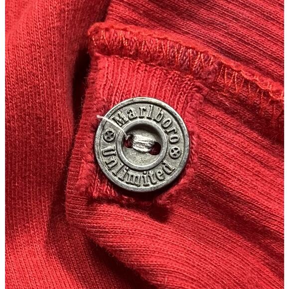 Vintage 90s Marlboro Red Henley Shirt Smoker Grunge Punk XL Cigarette Thrashed - Picture 10 of 16